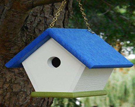 Blue and White Birdhouses and Baths