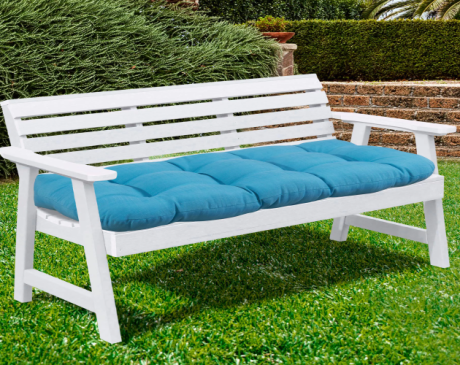 Blue and White Garden Benches and Cushions