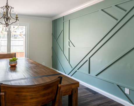 Board and Batten Wall with Geometric Accents
