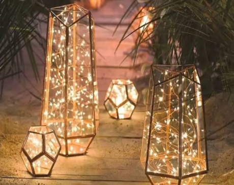 Glass Lantern with Fairy lights