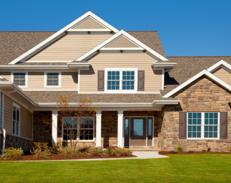 Tan Siding with Rosy-Beige Roof