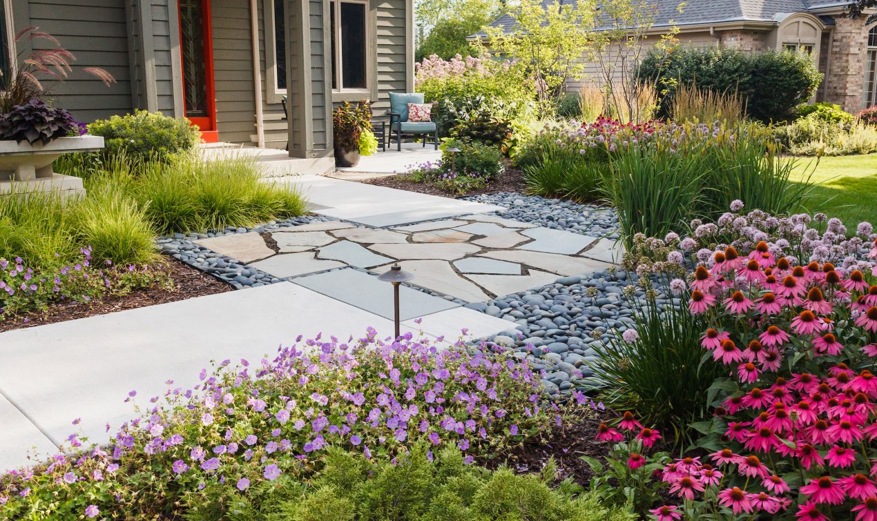 A Stone Path on The Front Curb