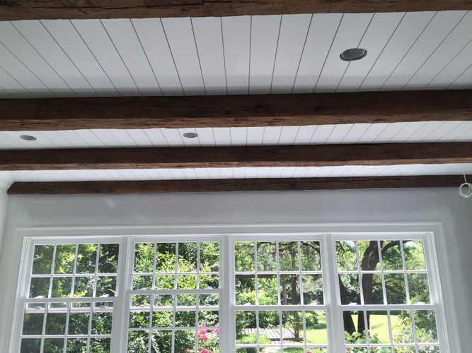 Adding Beam to Shiplap Ceiling