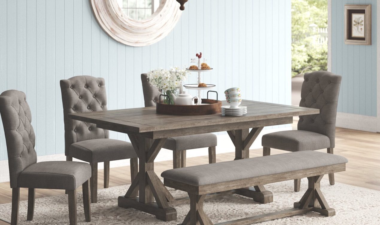 Classic Contemporary Cross-Legged Farmhouse Dining Table
