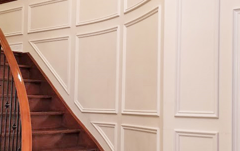 Coffered Wall Stair Baseboard Trim