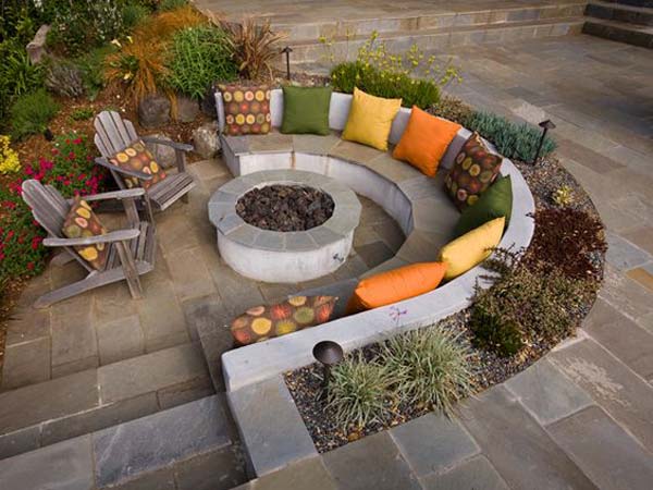 Colourful Sunken Fire Pit Outdoor