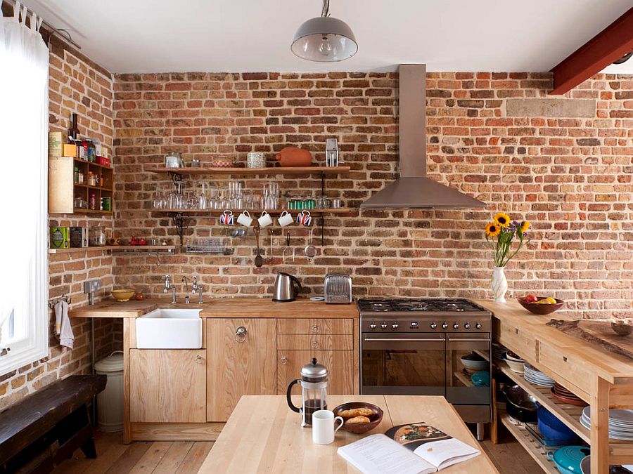 Country Brick-Style Wallpaper for the Kitchen