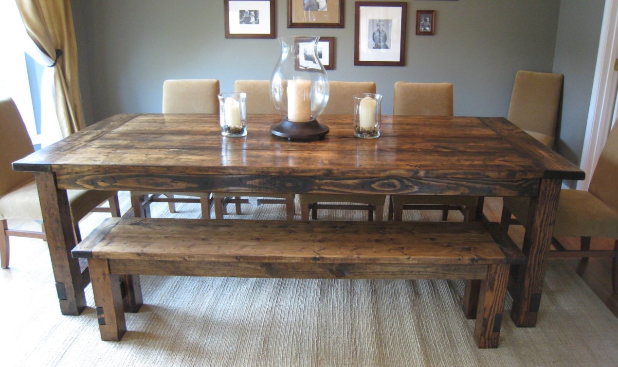 Extendable Farmhouse Table with Bench