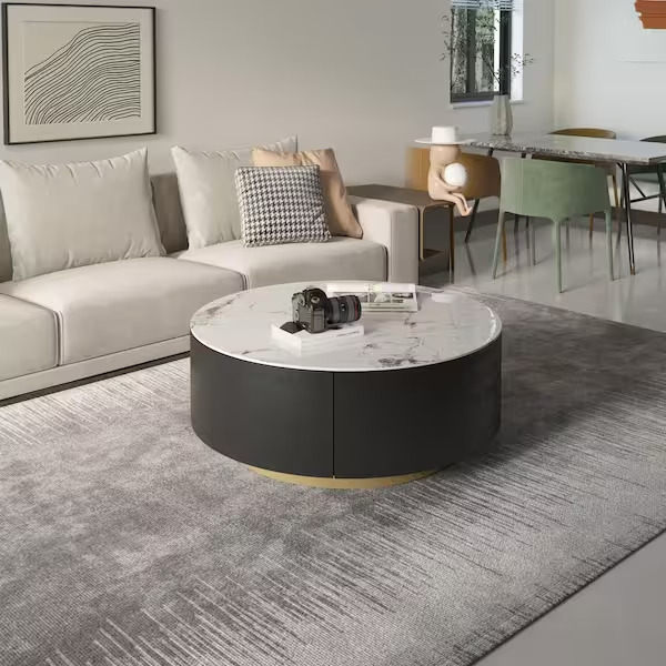 Family Room with Solid Wood Drum Coffee Table [MConverter.eu]