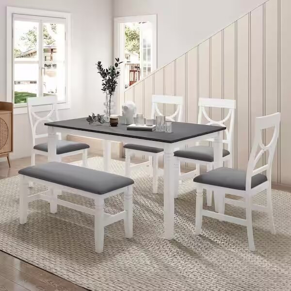Farmhouse Dining Table with Bench for a Bright Room