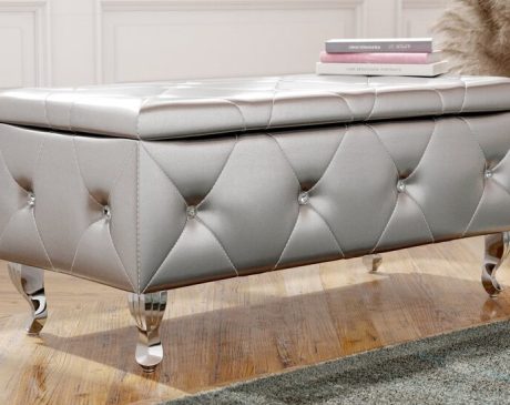Faux Leather Flip-Top Storage Bench