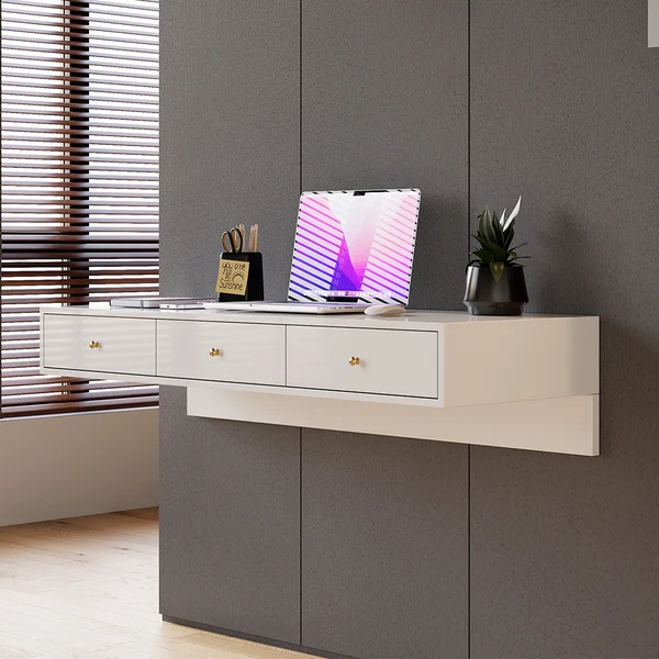 Floating Desk with Built-in Futon or Seating Area