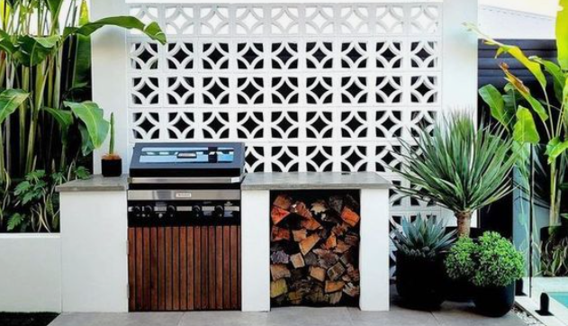 Graphic Tiled BBQ Area
