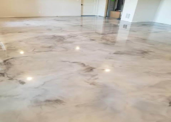 Marbled’ Concrete Basement Flooring
