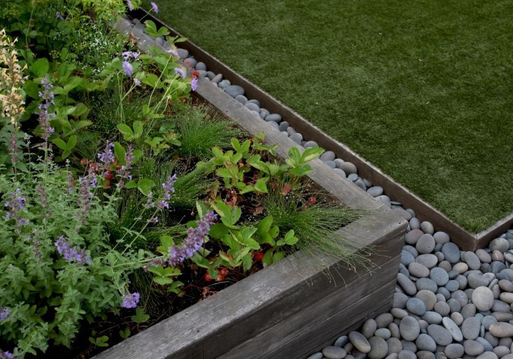 Metal Edging with Pebbles