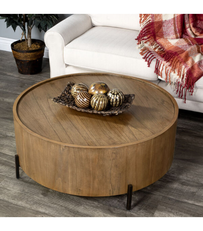 Outdoor Wood Drum Coffee Table