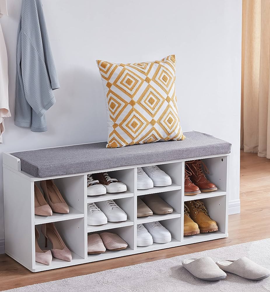 Shoe Bench with Adjustable Shoe Racks