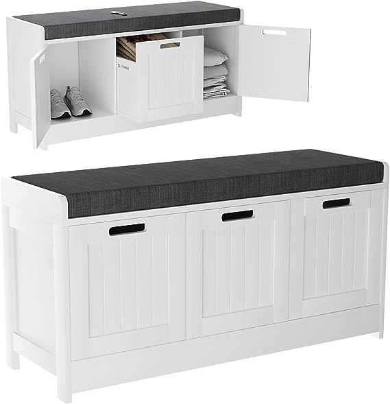 Shoe Bench with Door Cabinets