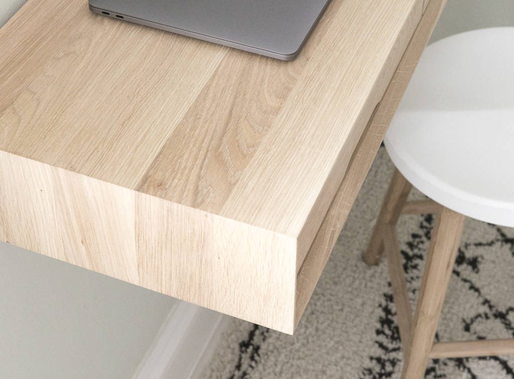 The White Floating Desk with Natural Wood Accents