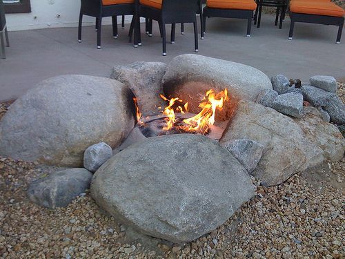 Tribal-Style Fire Pit with Rocks