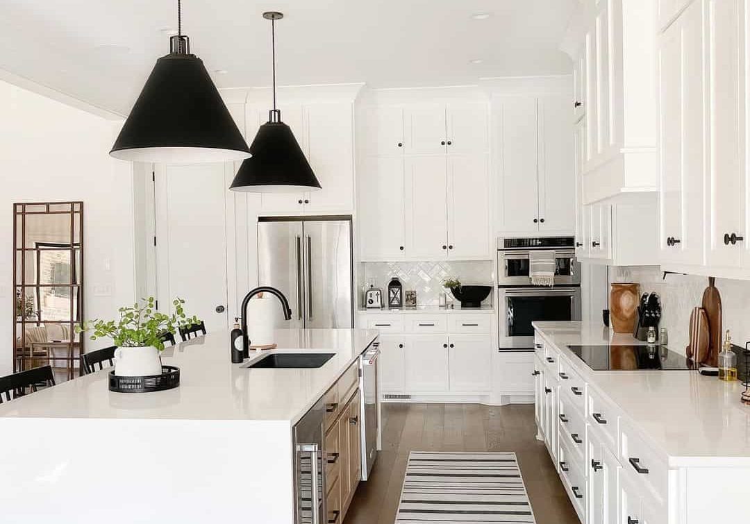 White Kitchen Cabinet with Black Hardware